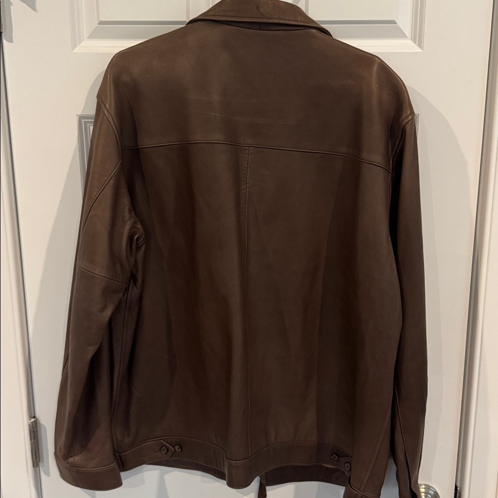 Polo by Ralph Lauren Brown Leather Bomber Jacket - Picture 5 of 5